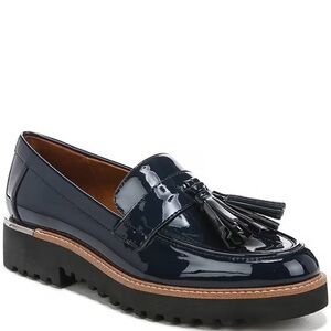 Franco Sarto Carolynn Black Patent Slip On Loafers Size 9